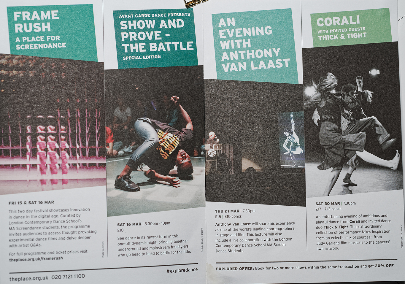 Corali featured in The Place brochure for Corali Curates 2015